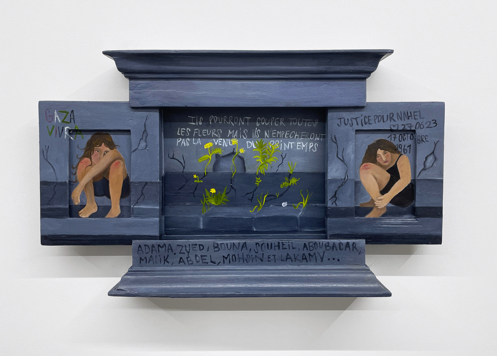 Camille Soualem, Mémoire collective, 2024, oil on wood